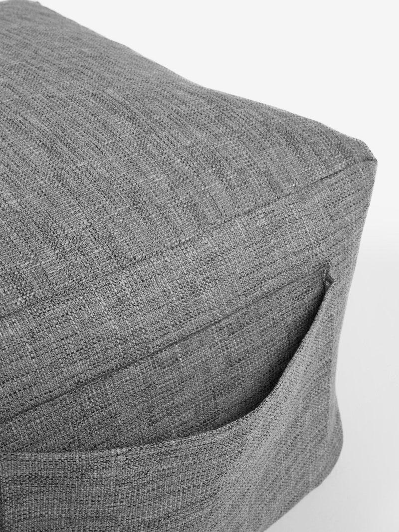 Large dark grey bouclé weave pouffe with bean filling (British brand)