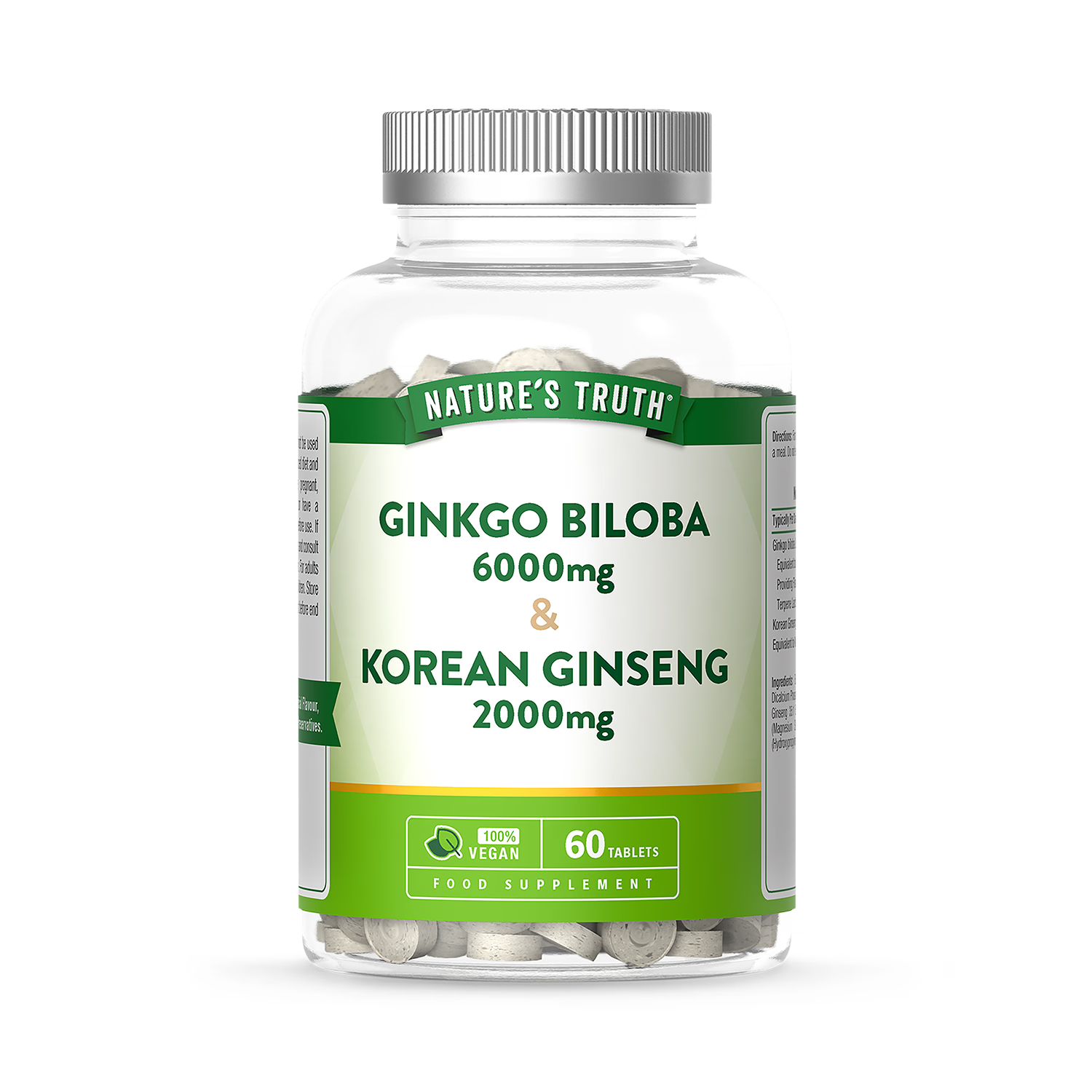 Nature's Truth Ginkgo Biloba and Korean Ginseng supplement 60 tablets, UK version