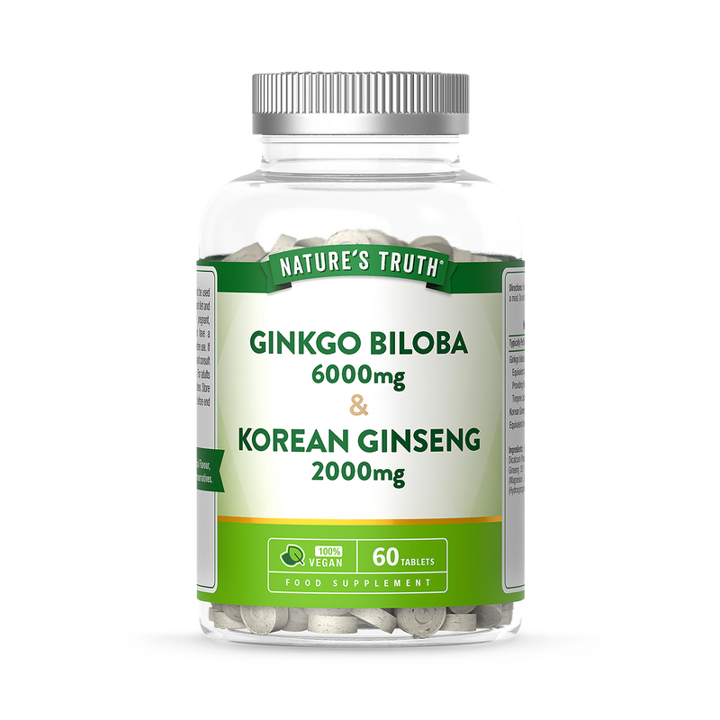 Nature's Truth Ginkgo Biloba and Korean Ginseng supplement 60 tablets, UK version
