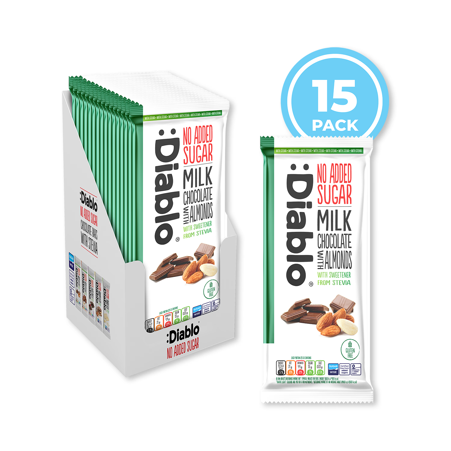 Diablo milk chocolate almond bar 75g - British product
