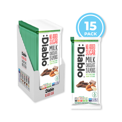 Holland & Barrett Diablo No Added Sugar Milk Chocolate Bar with Almonds 75g (Pack of 15)- Buy online at McGrocer