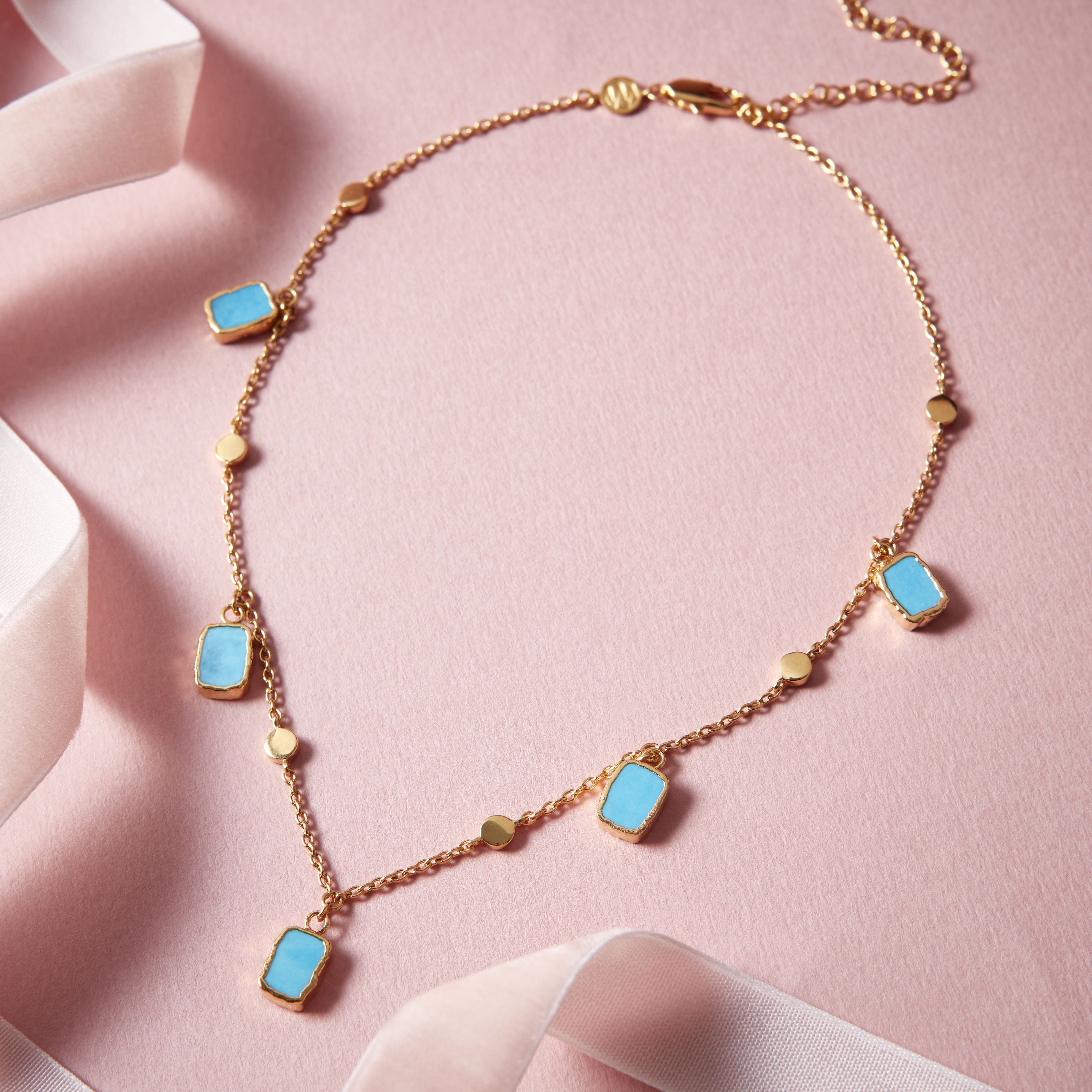 Missoma turquoise gemstone charm choker in gold vermeil 38cm, UK version