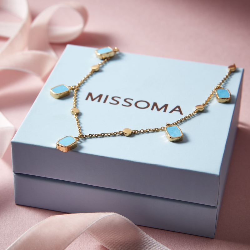 Missoma turquoise gemstone charm choker in gold vermeil 38cm, UK version