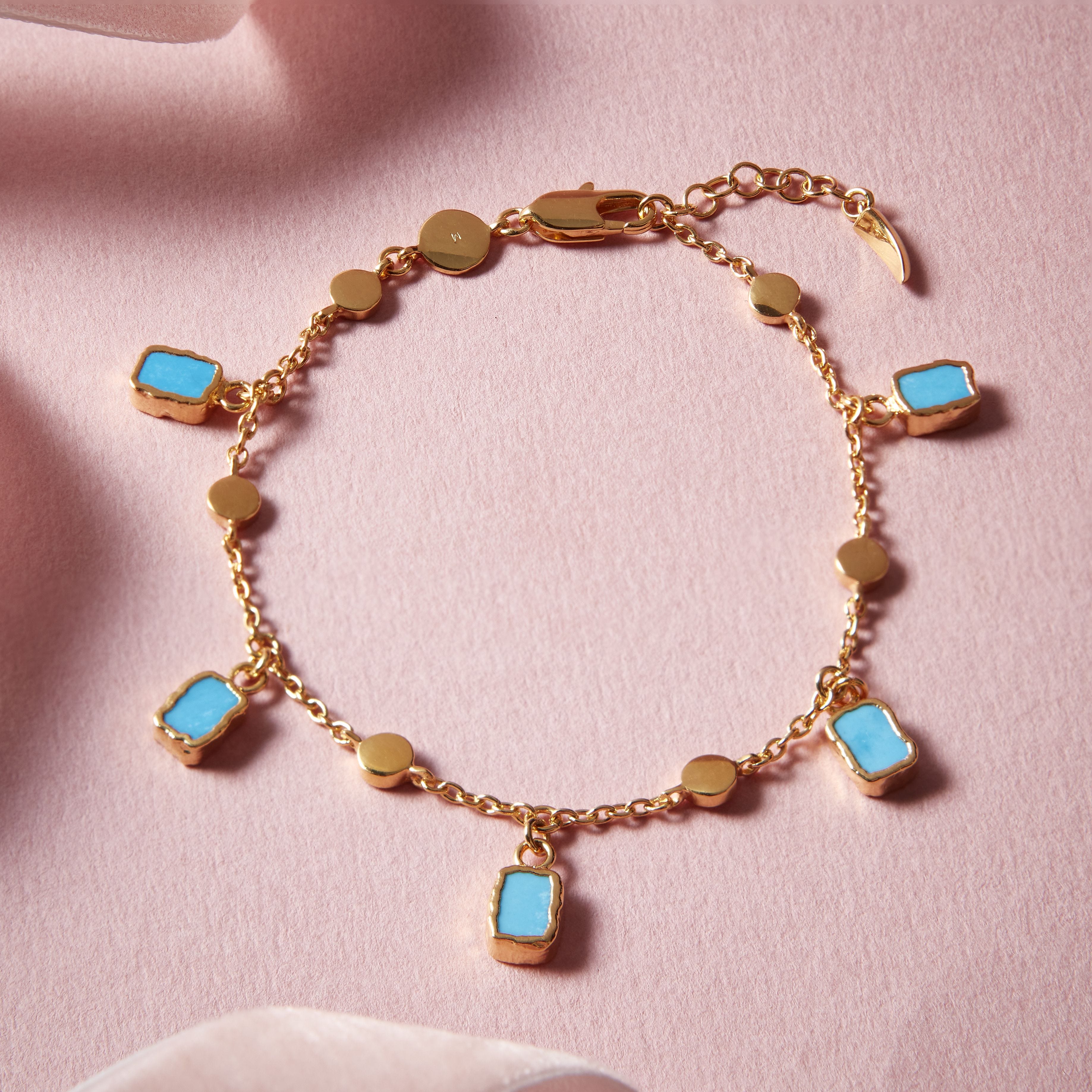 Missoma turquoise charm bracelet Lena 18.5cm (British brand)