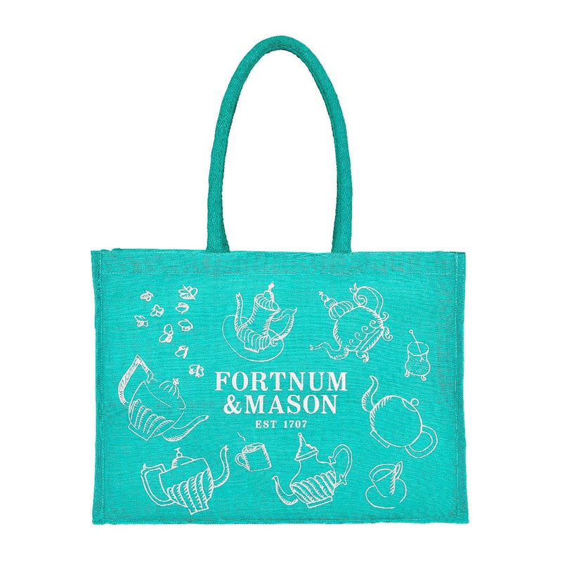 Fortnum's decorative teapot tote bag cotton jute, UK version