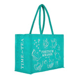 Fortnum's decorative teapot tote bag cotton jute, UK version