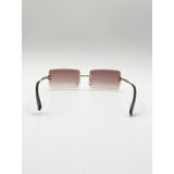 SVNX frameless rectangle sunglasses in brown with gold frame (British brand)