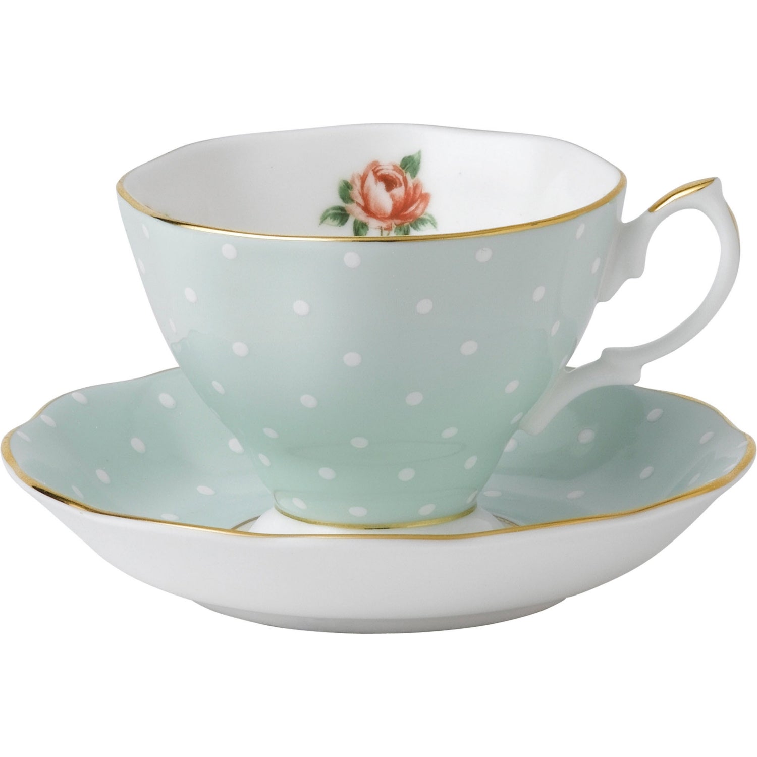 Royal Albert Polka Rose teacup and saucer (British brand)