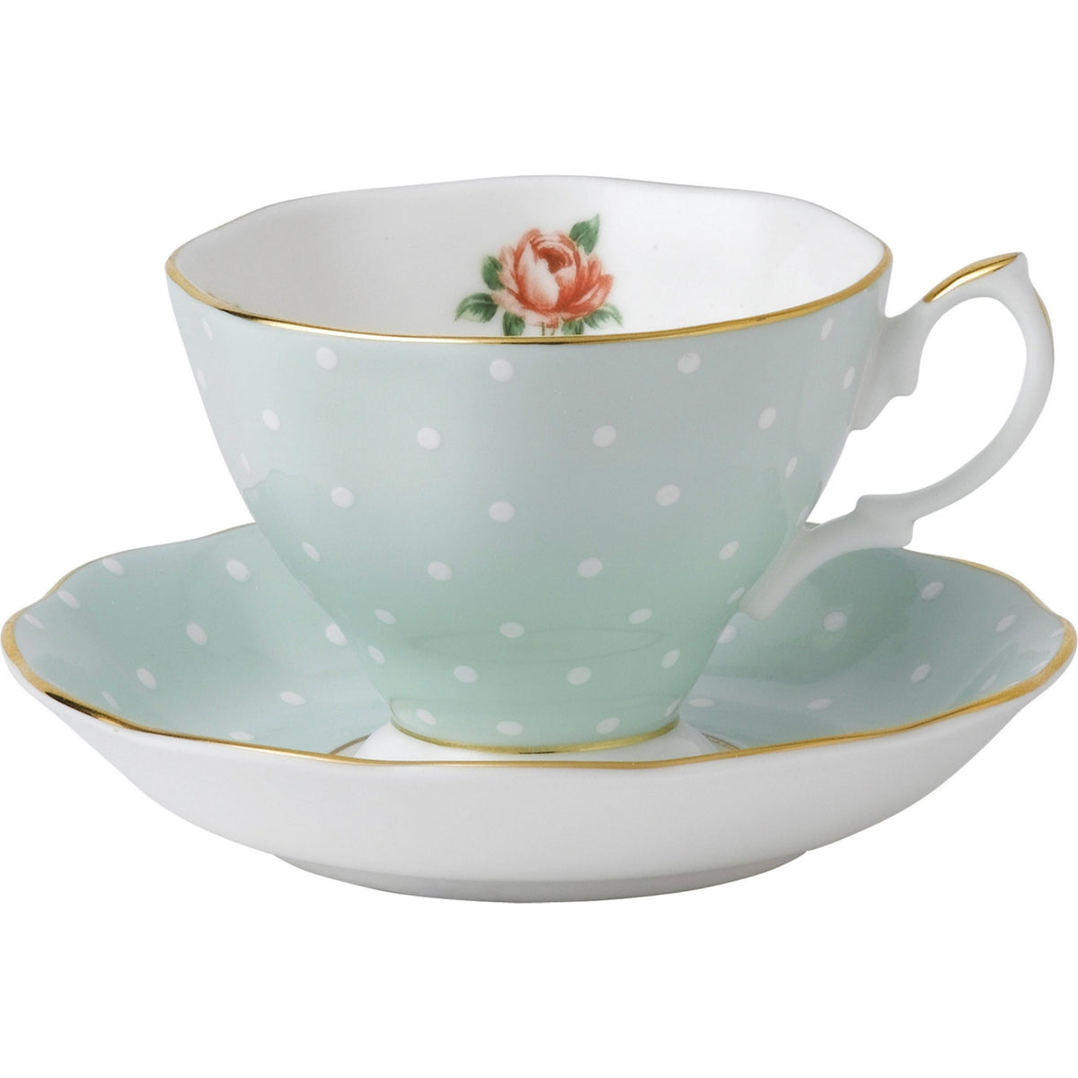 Royal Albert Polka Rose teacup and saucer (British brand)
