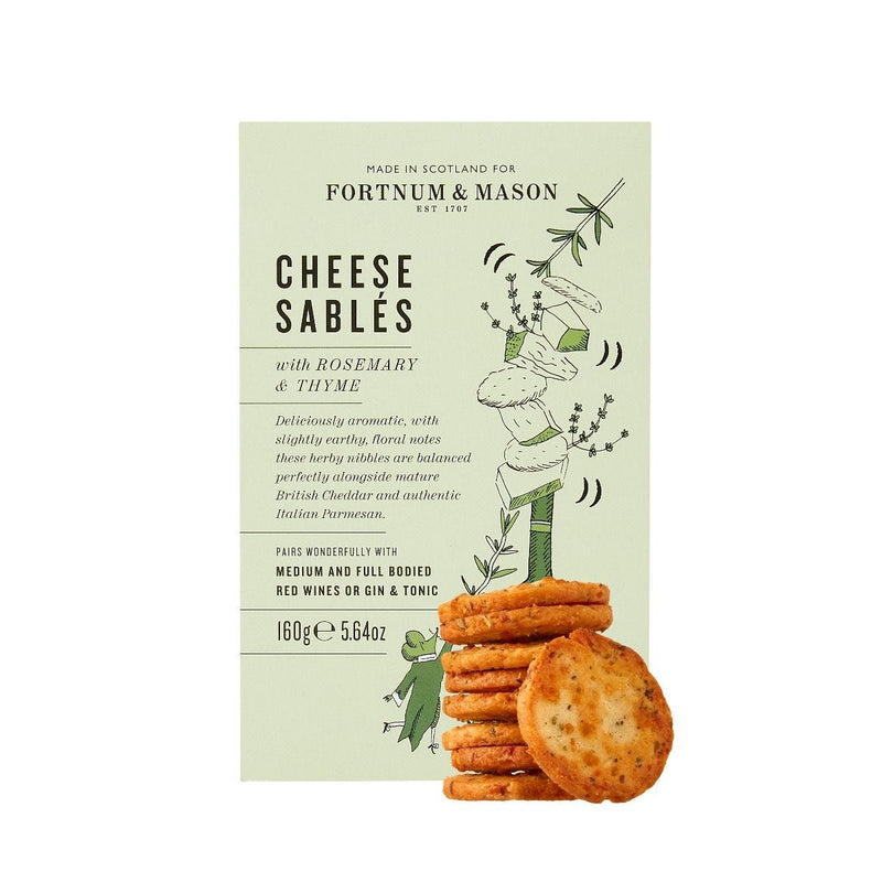 Fortnum's cheese sables with rosemary and thyme 160g, imported from the UK