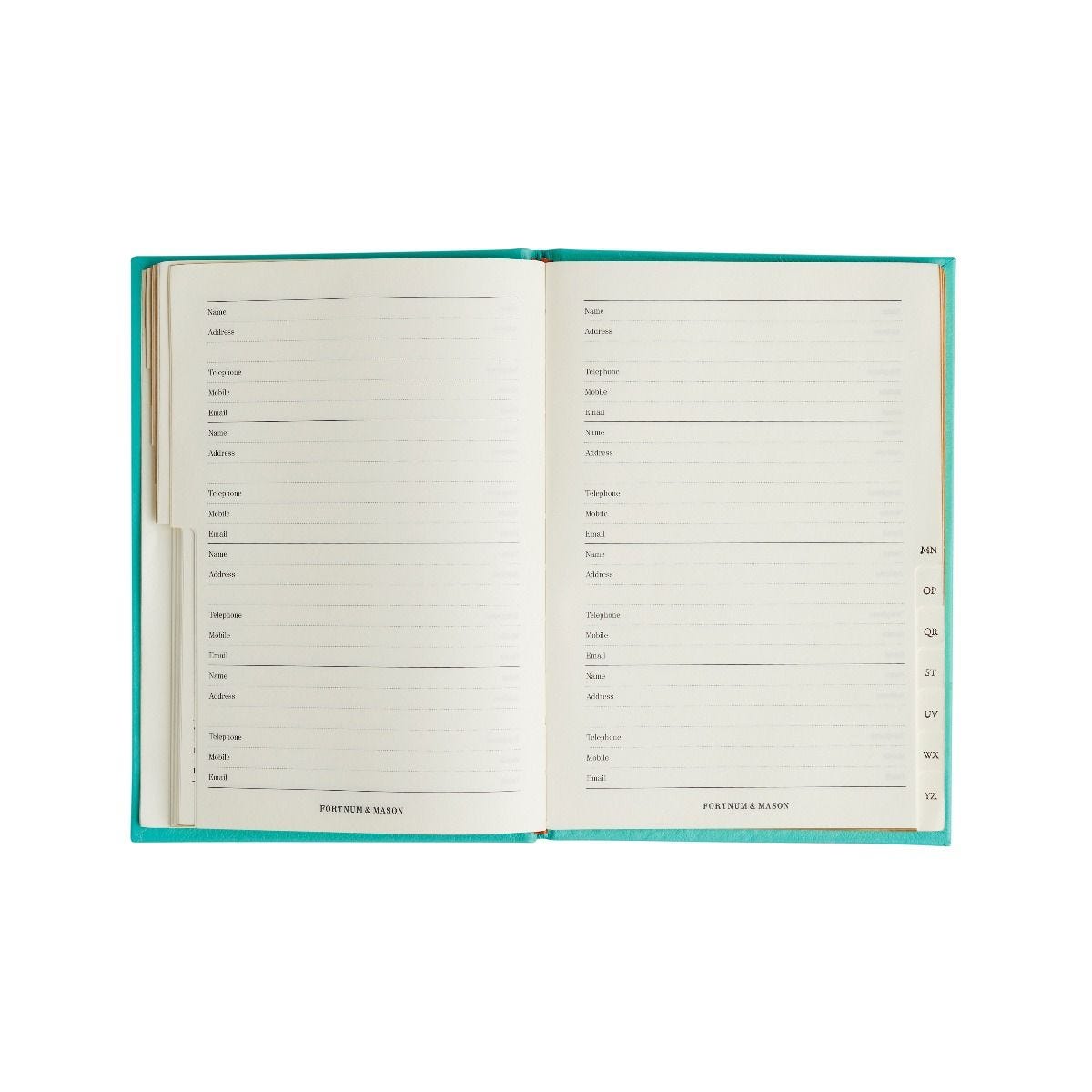 Fortnum's leather A5 address book, Eau de Nil (British brand)