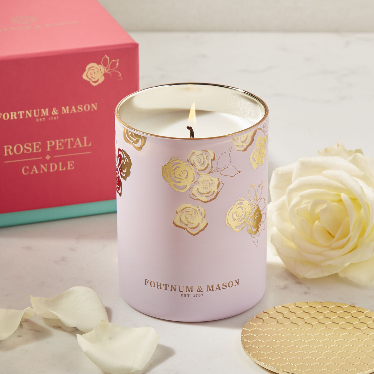 Fortnum's Four Seasons rose petal candle 330g, UK version