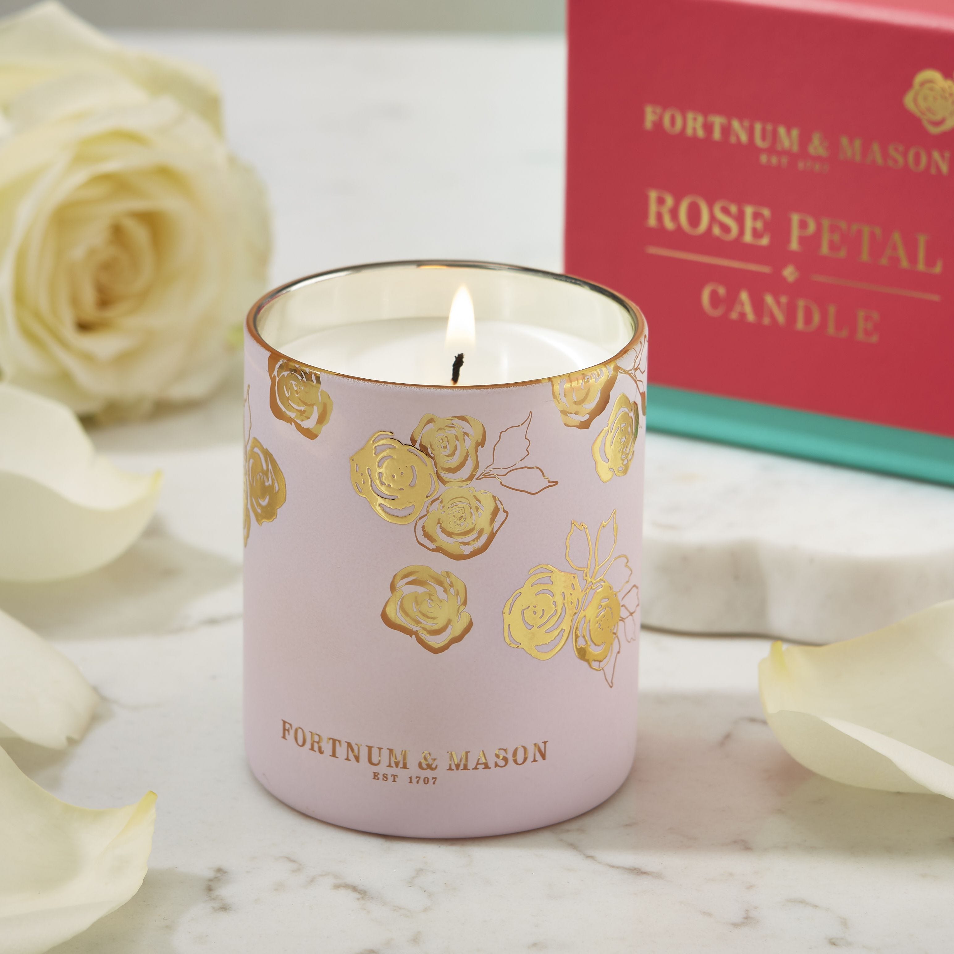 Fortnum's rose petal votive candle 75g, UK version