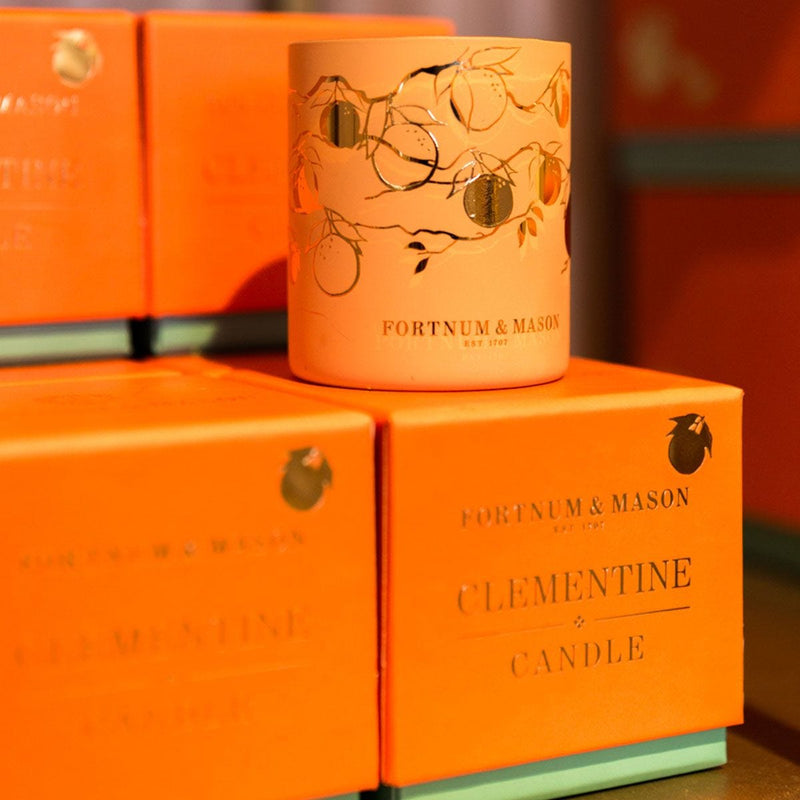 Fortnum's Four Seasons Clementine votive candle 75g, imported from the UK