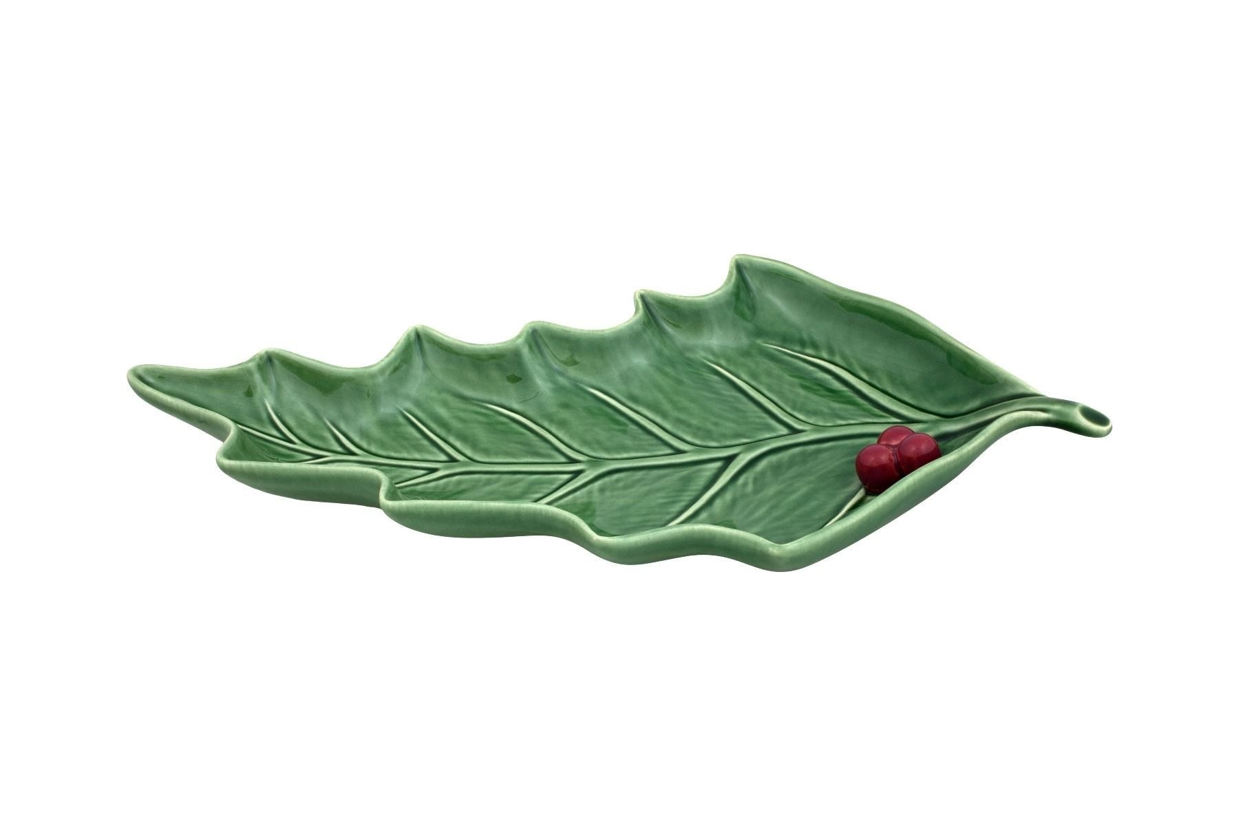 Bordallo Pinheiro holly leaf trinket tray, medium - British product