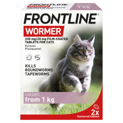 Cat Dewormer Film-Coated Tablets with Pyrantel Embonate and Praziquantel, 230 mg/20 mg per Tablet