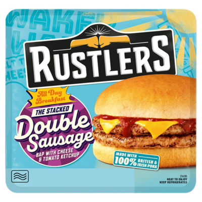 Rustlers Double Sausage Bap with Cheese & Tomato Ketchup Sausage Burger 178g