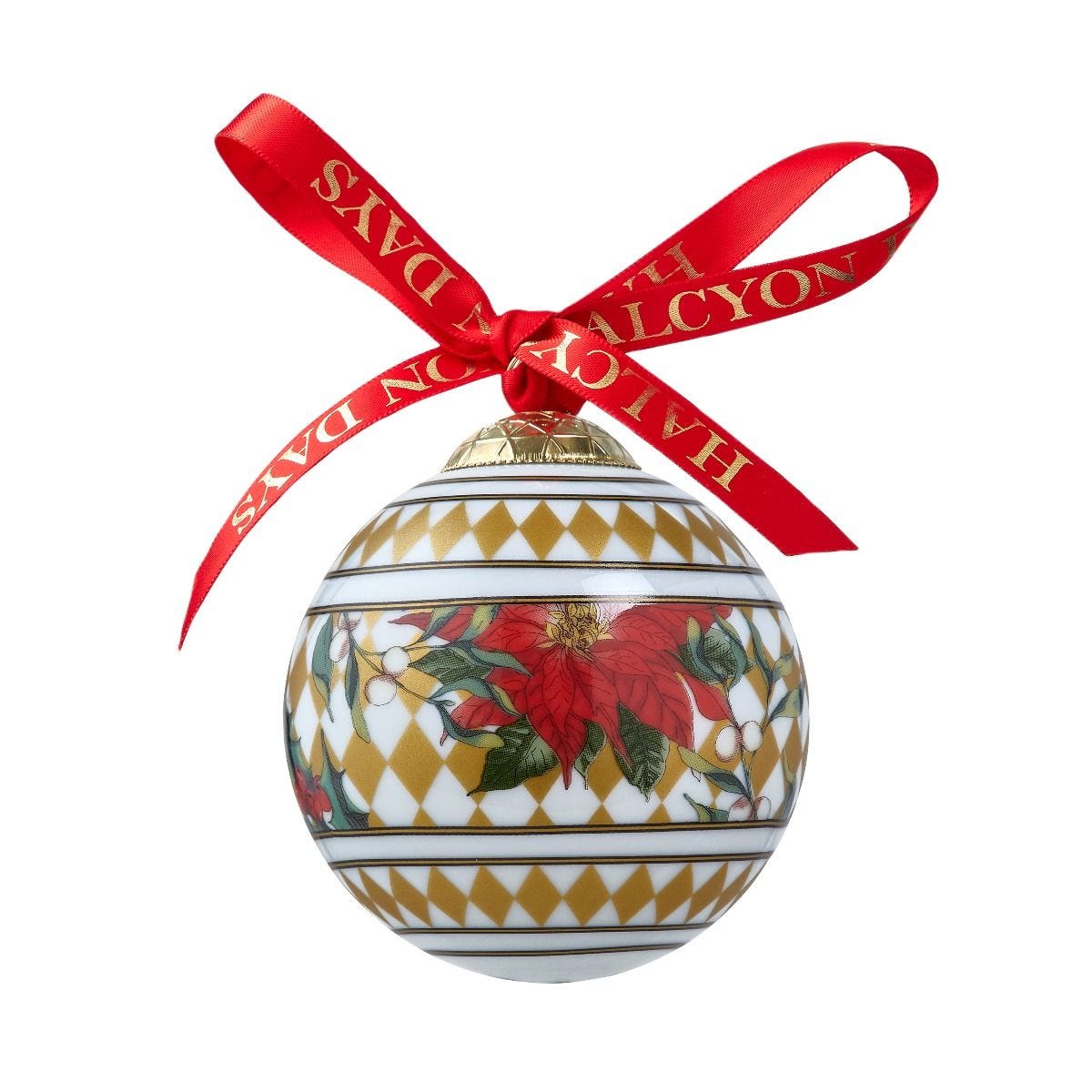 Halcyon Days Parterre Poinsettia Christmas bauble 8cm, UK version