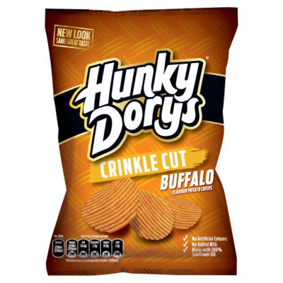 Hunky Dorys Buffalo flavour crinkle cut potato crisps 135g, UK version