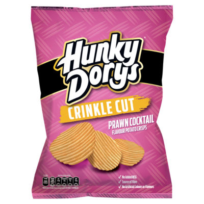 Hunky Dorys prawn cocktail flavour crinkle cut crisps 135g, UK version