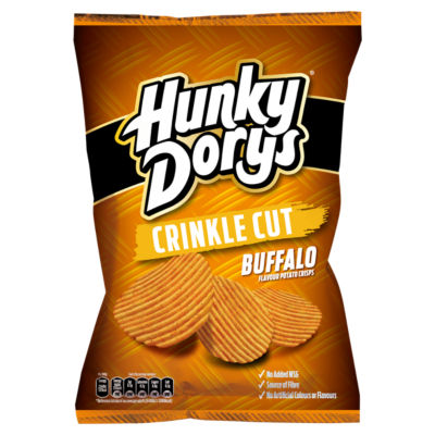 Hunky Dorys crinkle cut buffalo crisps 130g, imported from the UK