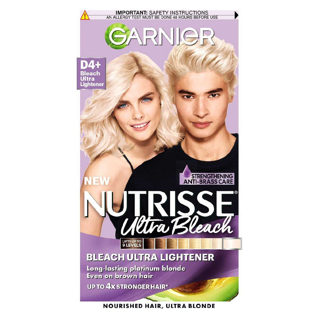 Garnier Nutrisse Ultra Color + Bleach Intense Platinum Permanent Hair Dye, 9-level lift, Anti-Brass Purple Conditioner