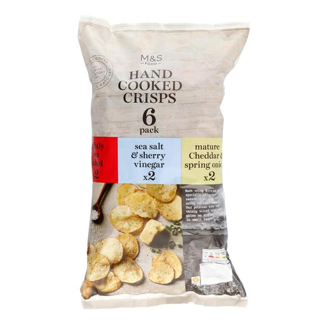 M&S Hand Cooked Crisps Assortment   6 per pack