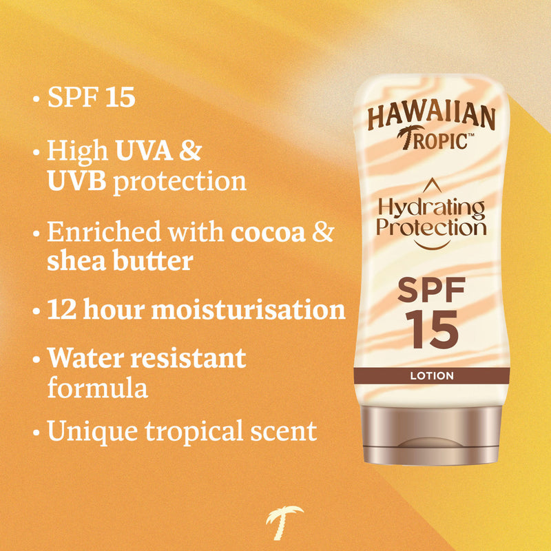 Hawaiian Tropic hydrating protection sun lotion SPF15 180ml, UK version