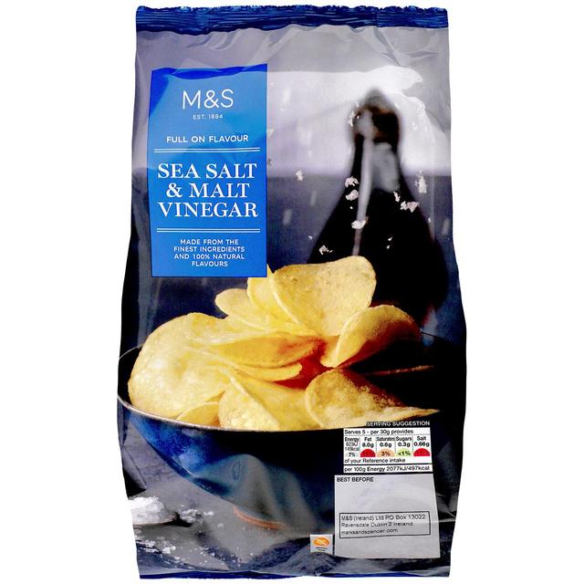 M&S Sea Salt & Malt Vinegar Crisps   150g