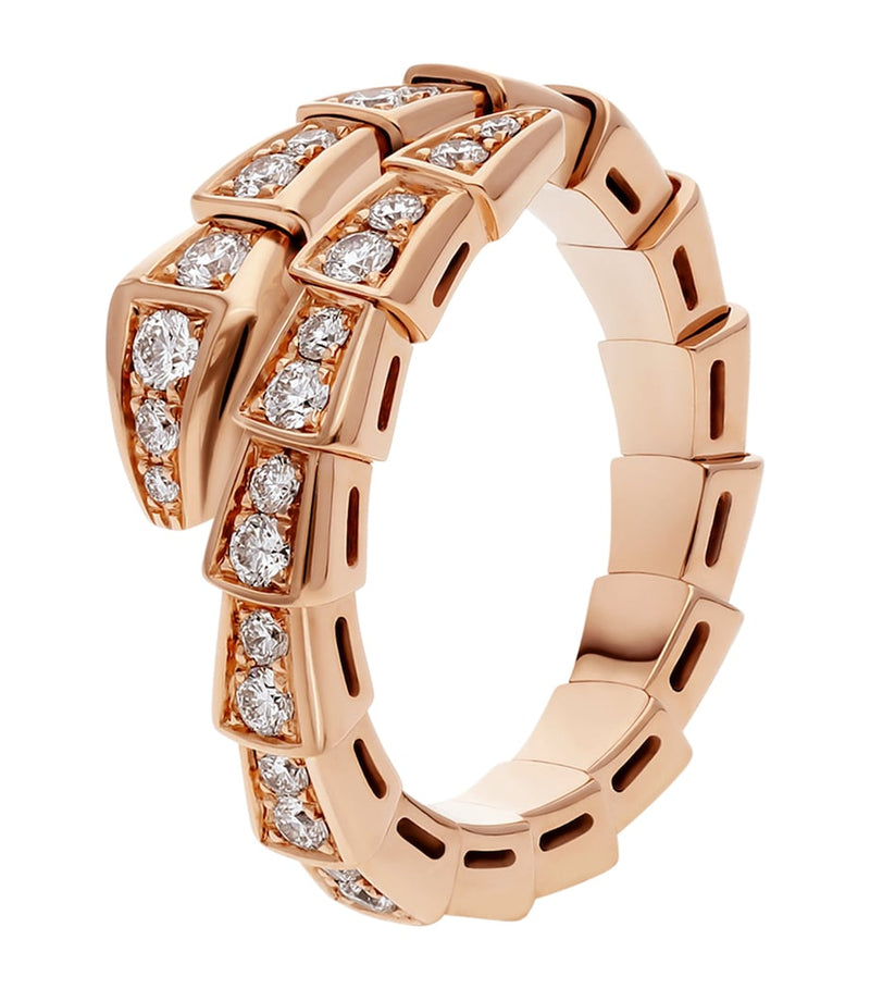 Bvlgari Serpenti Viper ring rose gold diamonds (British brand)