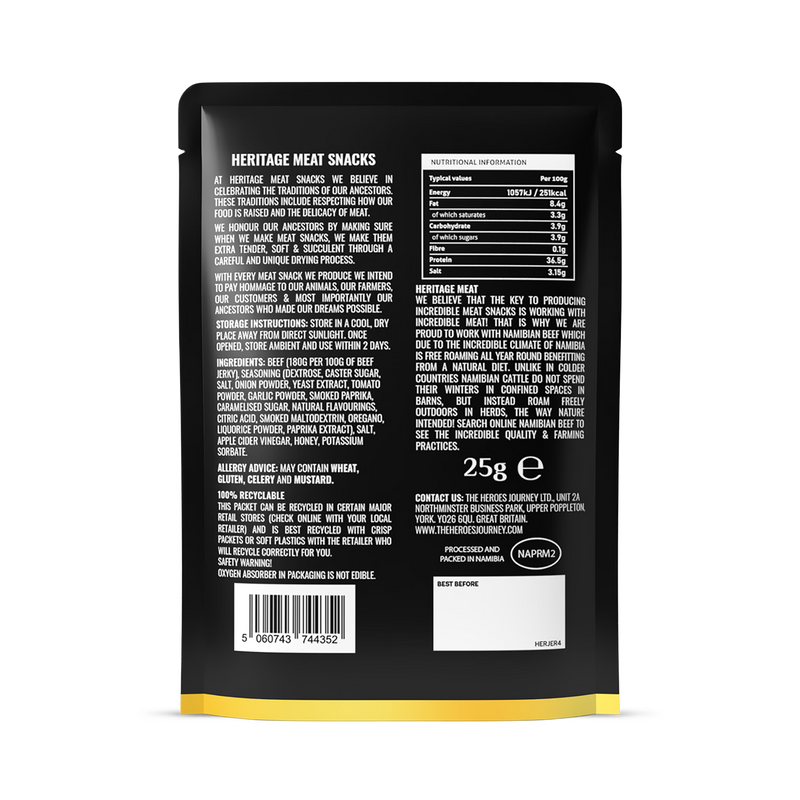 Heritage beef biltong 25g, UK version