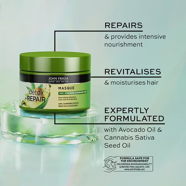 John Frieda Masque Détox & Réparation pour Cheveux 250ml, version UK