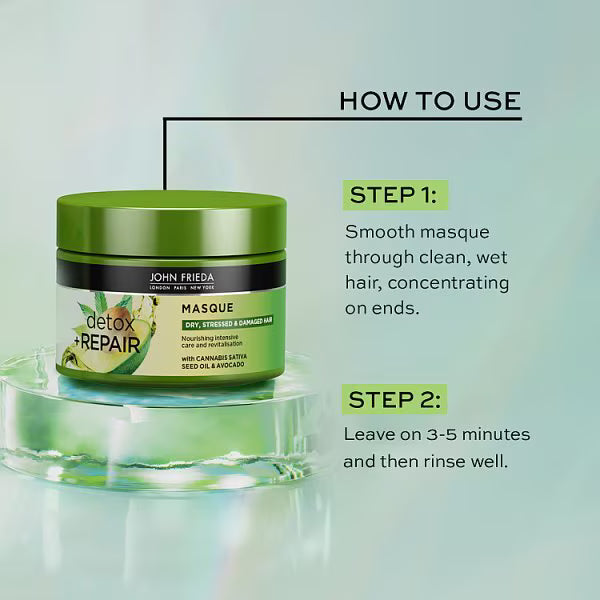 John Frieda Masque Détox & Réparation pour Cheveux 250ml, version UK