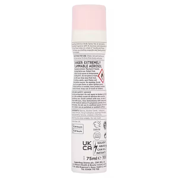 Superdrug Delicious Body Spray Fragrance 75ml (British brand)