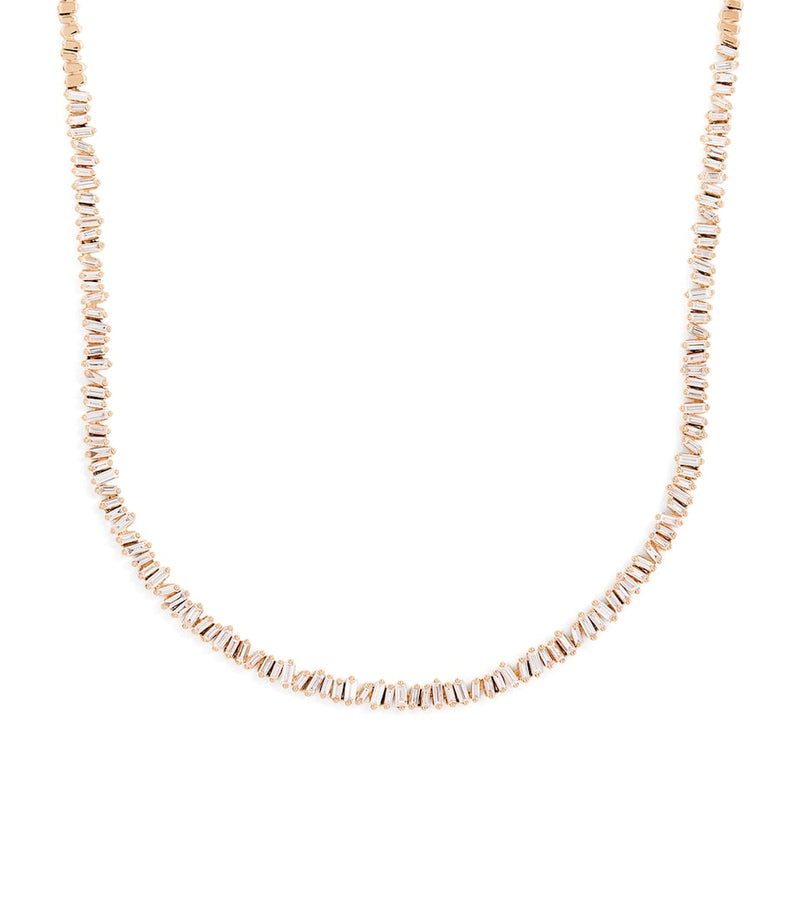 Suzanne Kalan rose gold diamond mini classic tennis necklace, UK version