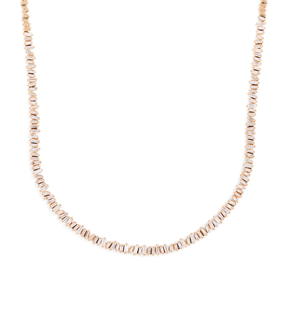 Suzanne Kalan rose gold diamond mini classic tennis necklace, UK version