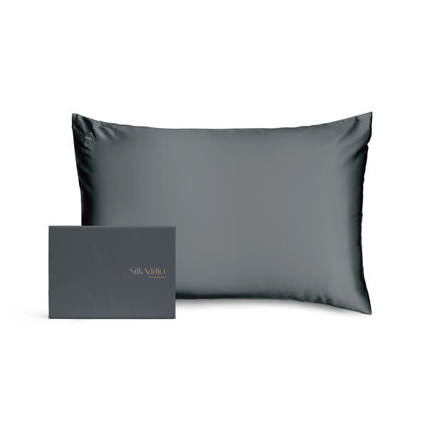Silk Addict mulberry silk pillowcase charcoal 75x50cm, UK version