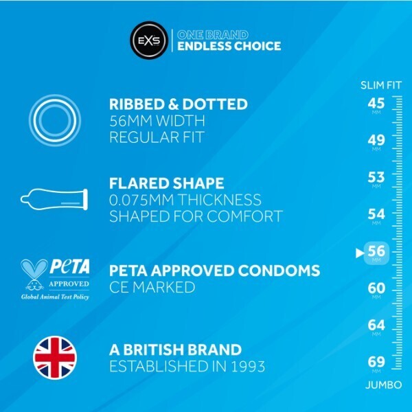 EXS textured condoms ribbed and dotted 144 pack - British product