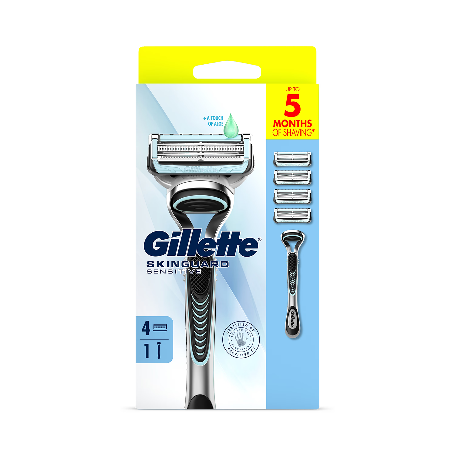 Gillette SkinGuard Sensitive razor with aloe 4 blades, imported from the UK