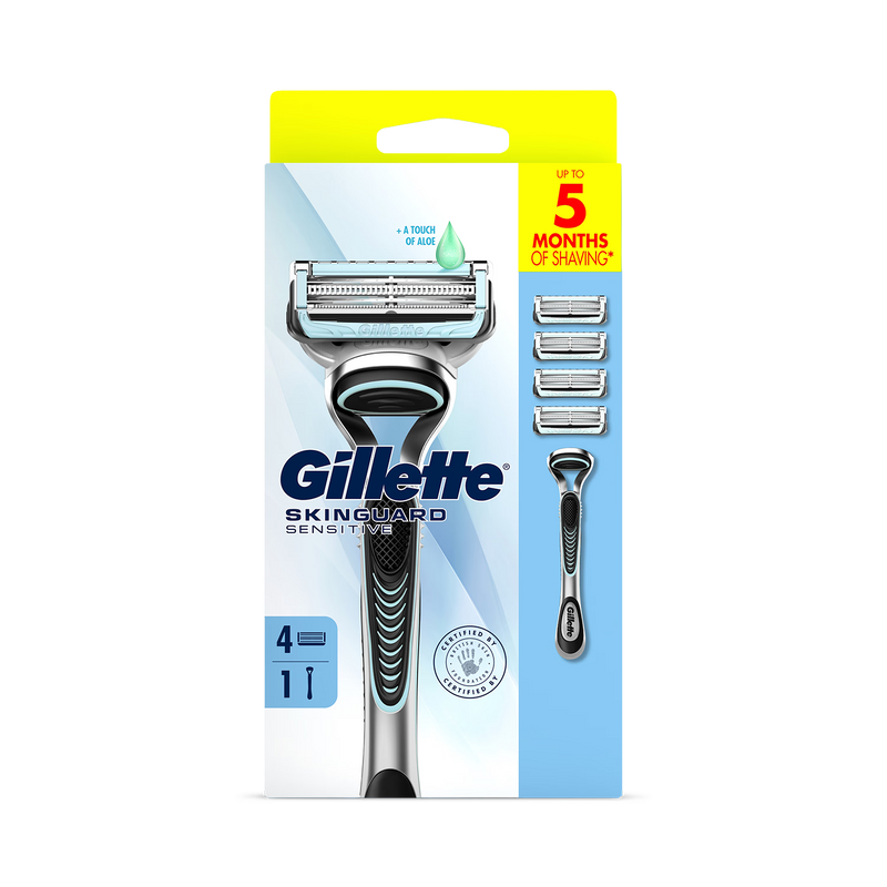 Gillette SkinGuard Sensitive razor with aloe 4 blades, imported from the UK