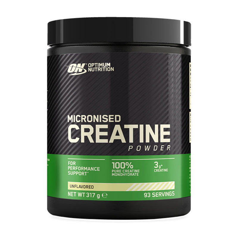 Optimum Nutrition micronised creatine monohydrate unflavoured powder 317g, imported from the UK