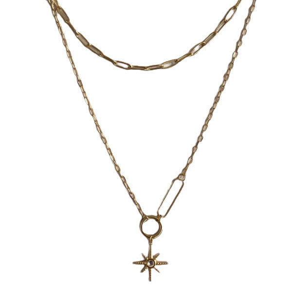 Luxe Tones Sahara 18k gold plated double layer necklace, UK version