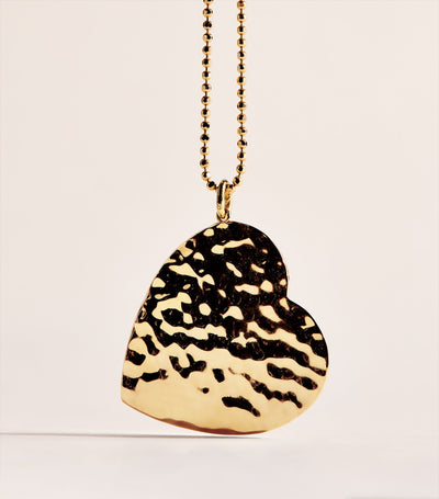 Harrods Jennifer Meyer Yellow Gold Hammered Heart Necklace- Buy online at McGrocer