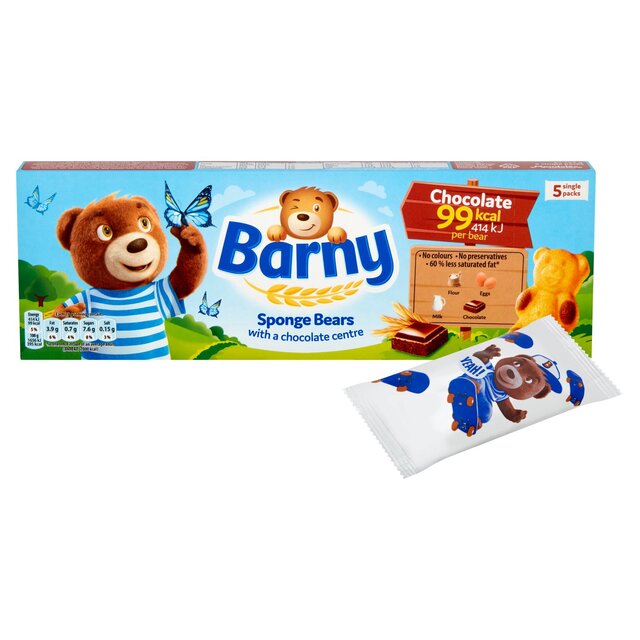 Barny Chocolate Sponge Bears Biscuits 5 Pack Multipack   5 x 25g