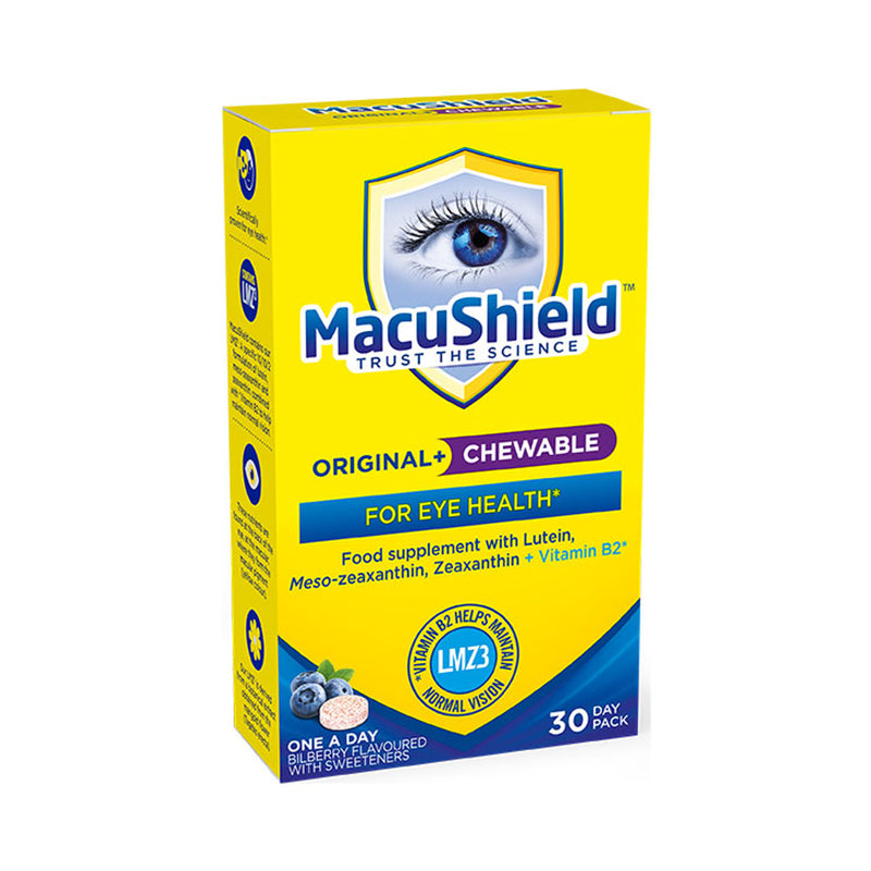 Chewable Eye Health Supplement with Lutein, Zeaxanthin, and Vitamin B2, Bilberry Flavour, 30 Tablets