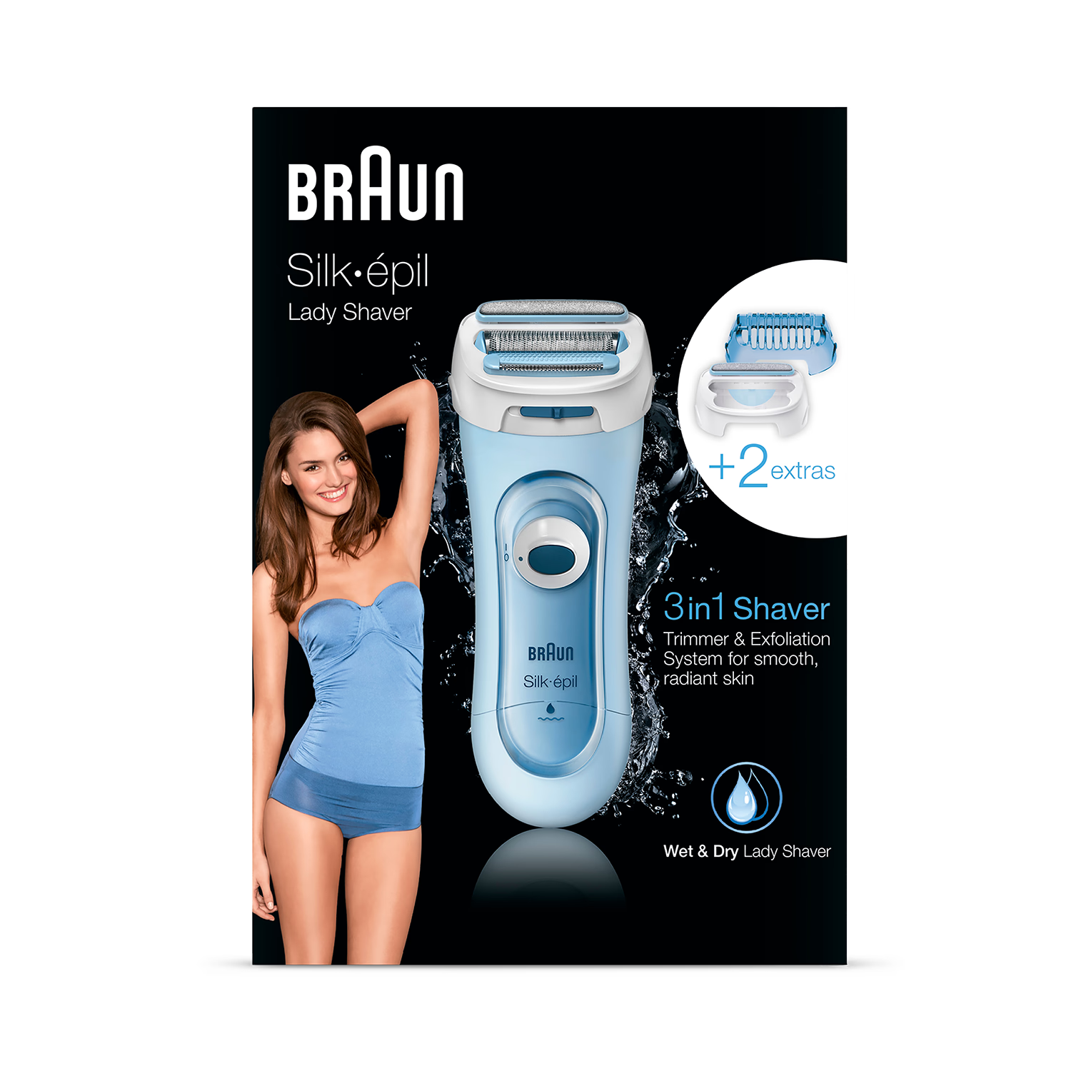 Braun Silk-épil Lady Shaver blue 3-in-1 wet dry electric shaver, UK version