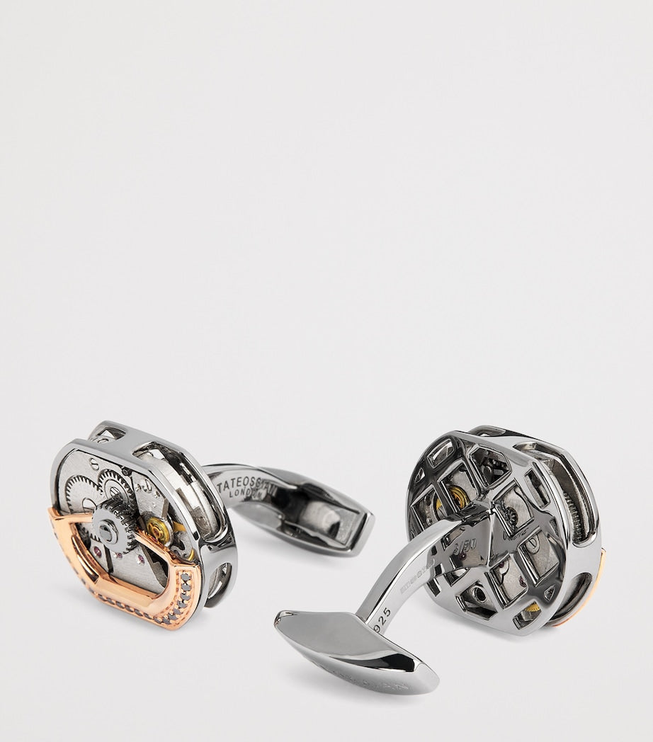 Tateossian sterling silver black diamond cufflinks, UK version