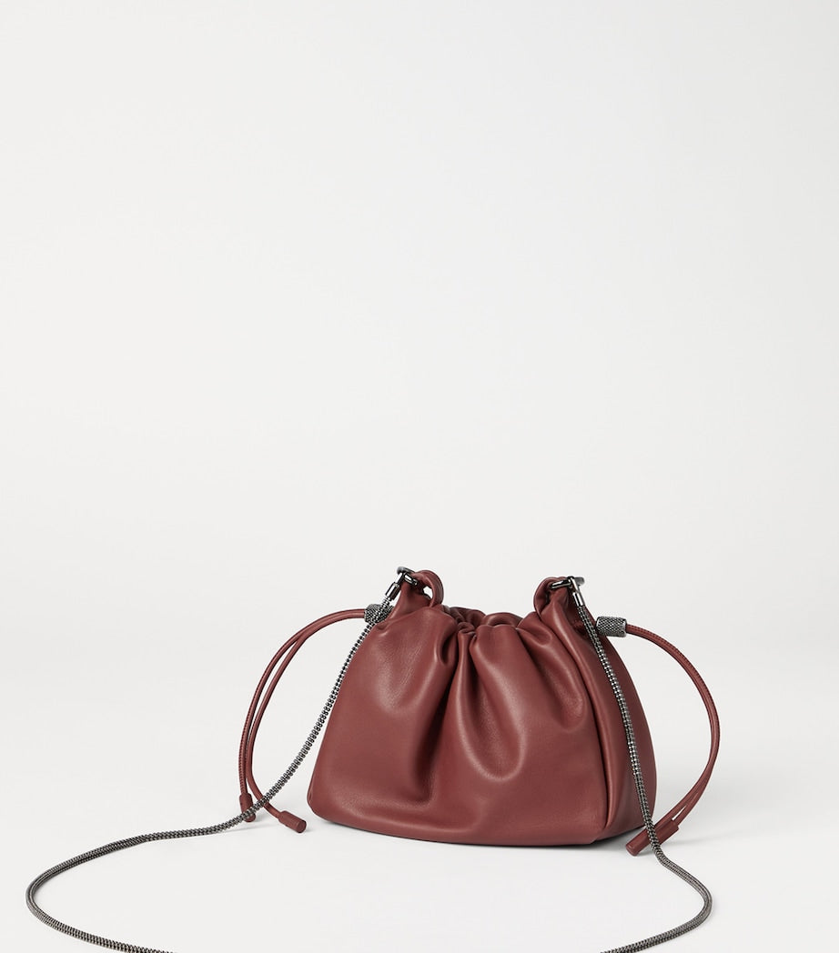 Brunello Cucinelli mini leather mellow bucket bag (British brand)