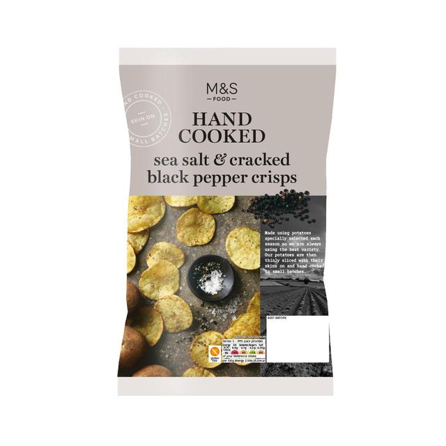 M&S Sea Salt & Cracked Black Pepper Crisps   150g GOODS M&S   