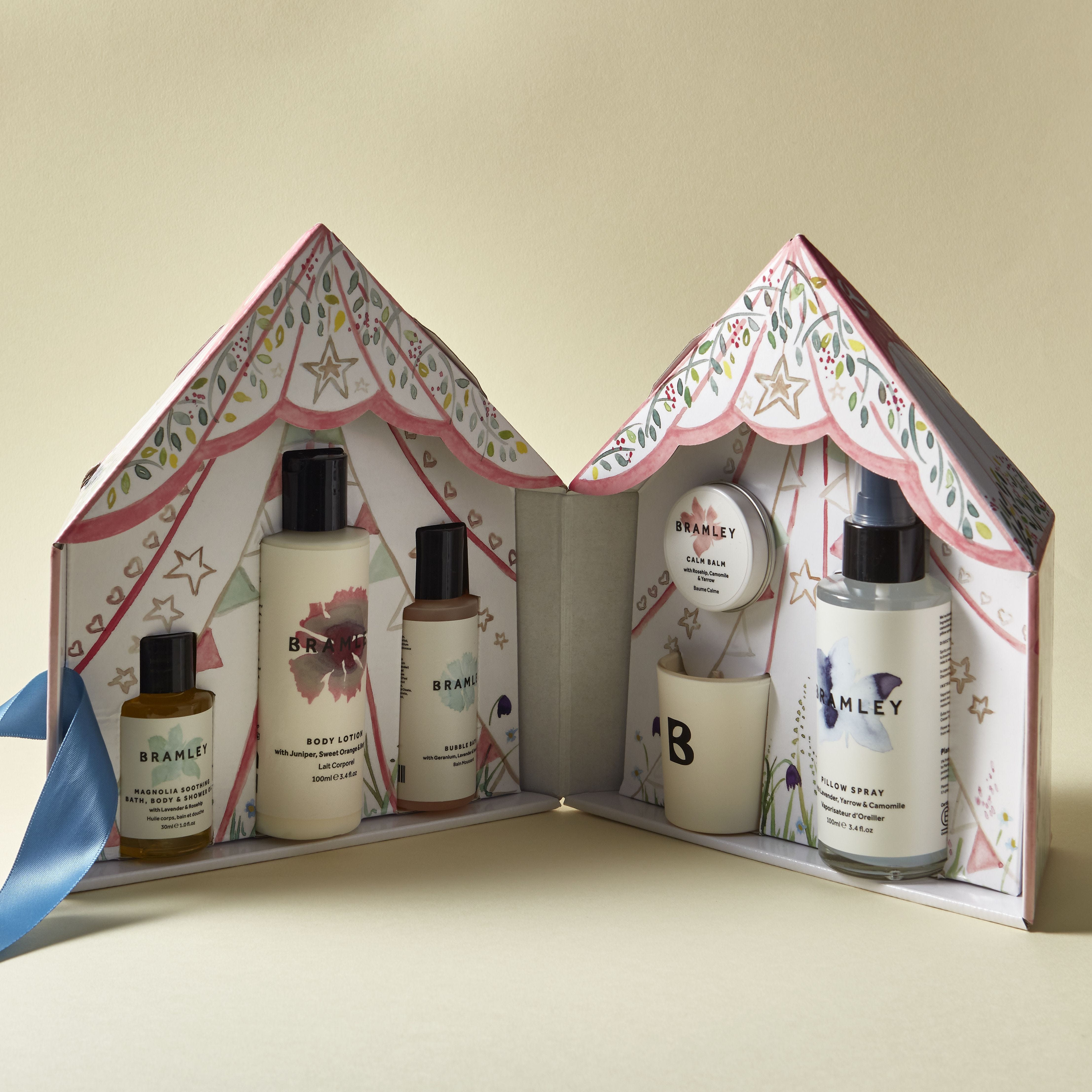 Bramley Wellbeing Tent Gift Set with natural bath products, UK version